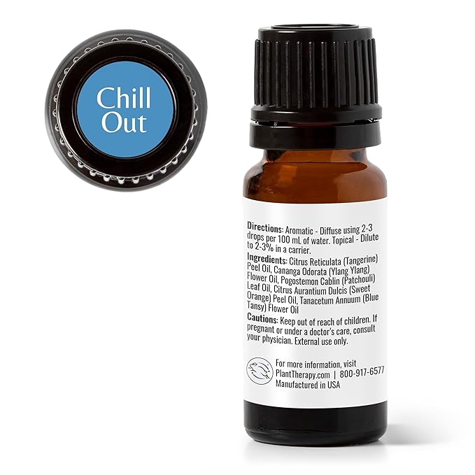 Plant Therapy Chill Out Essential Oil Blend (Formally Let It Go) for Stress & Calming Relief 100% Pure, Undiluted, Natural Aromatherapy, Therapeutic Grade 10 mL (1/3 oz)