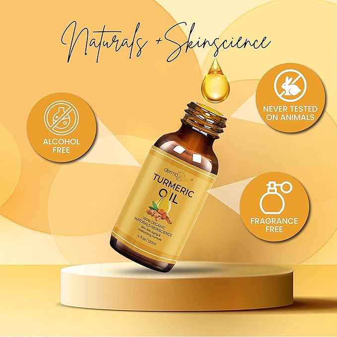 Turmeric Oil + Organic Moisturizer - For Clear, Glowing Skin - Reduce Acne, Hydrate Dull & Dry Skin, Anti-Aging Benefits - Natural Glow-Boosting Elements for Face, Neck & Eye Care - 4 FL OZ/120 ML