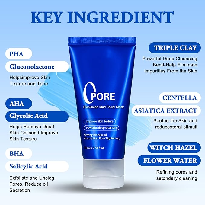 Blackhead Remover Mask, Cooling & Pore Tightening, Quick Dry Formula, Deep Cleansing and Soothing Effect Skincare for All Skin Types Blackhead Remover Face Mask