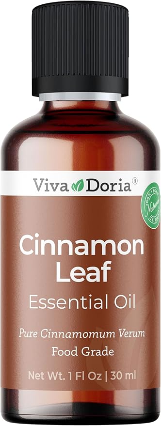 Viva Doria Cinnamon Leaf Essential Oil, 100% Pure, Natural Cinnamon Essential Oil, Undiluted, for Aromatherapy | Food Grade, 30 mL (1 Fluid Ounce)
