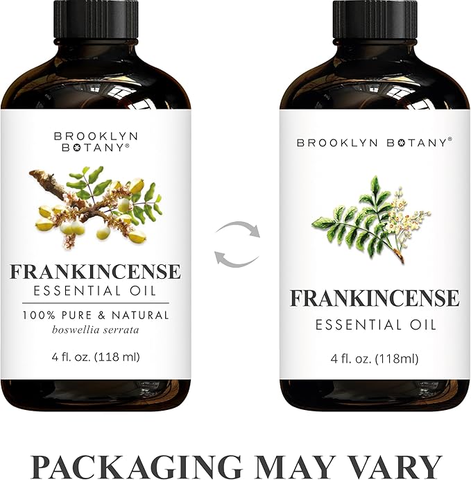 Brooklyn Botany Frankincense Essential Oil - Huge 4 Fl Oz - 100% Pure and Natural - Premium Grade with Dropper - for Aromatherapy and Diffuser