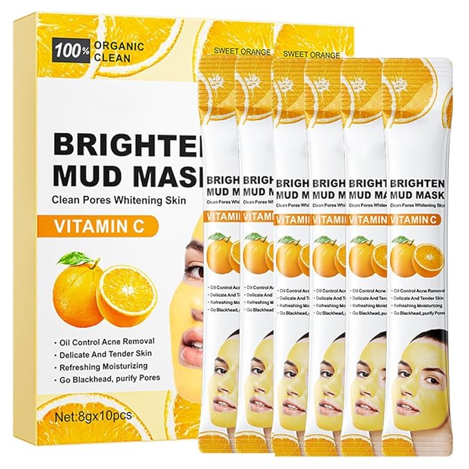 10X Collagen Anti-Aging Sleep Mask – Active Protein Technology – Intensive Hydration, Reduces Sagging & Dullness, Skin Care, Smooth & Whitilight, Cruelty-free (10PCS-Mud Mask-Vitamin C Lighten)