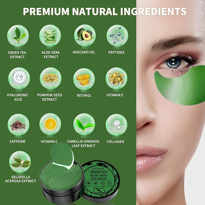 Under Eye Patches 70PCS, Green Tea Eye Patches for Puffy Eyes Treatment, Under Eye Masks for Dark Circles and Puffiness, Non-Irritating Eye Mask Skincare, Eye Gel Pads, Eyes Bags Treatment