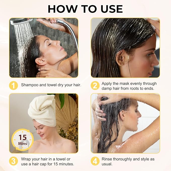 Collagen Hair Mask - 7.4 Fl Oz, Deep Hydration & Repair for Dry, Damaged Hair, Natural Collagen Mask for Hair Treatment, Suitable for All Hair Types