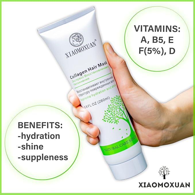 Xiaomoxuan Tea Tree Hair Masque - Intensive Hydration and Collagen Treatment for Dry, Damaged Hair and Scalp Care