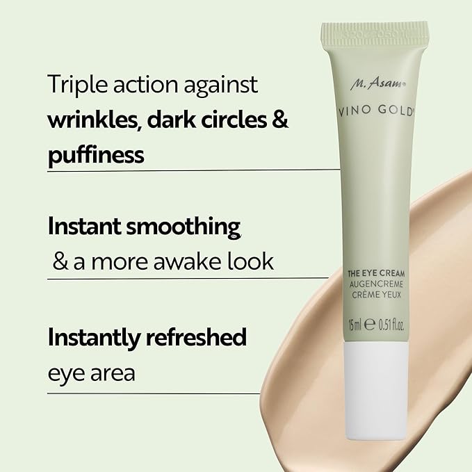 M. Asam VINO GOLD Eye Cream (15ml) – Eye Cream Anti Aging with Grape Antioxidants, Smooths & Firms, Hydrating Skincare for Tired Eyes, Vegan Cream for Puffiness, Fine Lines & Wrinkles