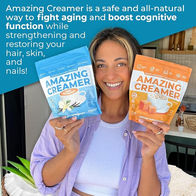 Superfoods Company Amazing Creamer with Collagen - Keto Creamer-Hyaluronic Acid & MCT Oil - Brain Boost & Curbs Cravings - Supports Healthy Skin & Hair - Diet-Friendly [30 Servings] [Vanilla]