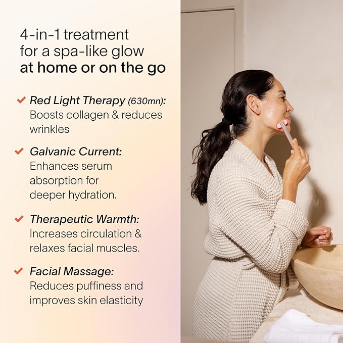 Solawave 4-in-1 Radiant Renewal Facial Wand & Skin Therapy Serum Bundle | Red Light Therapy for Face and Neck | Galvanic Skincare Wand & Massager | Anti-Aging Wrinkle Reduction | Solawave Original