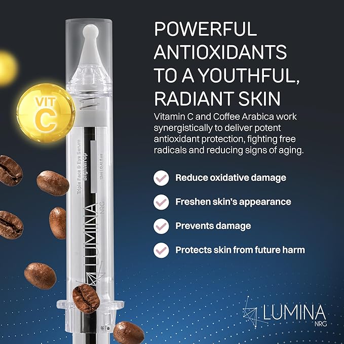 Triple Face & Caffeine Eye Serum - Firming & Smoothing with Vitamin C & Coffee Arabica - Lift & Minimize Fine Lines & Wrinkles for Radiant Skin
