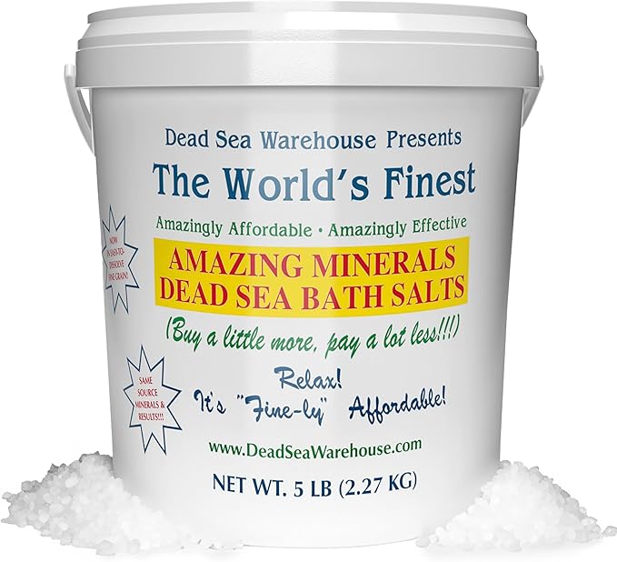Dead Sea Warehouse-Amazing Minerals Dead Sea Bath Salts,100% Full Mineral Therapeutic Bath Salts, Detoxifying & Moisturizing, Exfoliating for Dry Skin, Unscented(5 lbs)