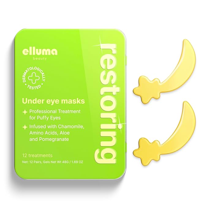 Under Eye Patches 12 Pairs of Themed Hydrogel Eye Gel Pads - For Puffy Eyes and Dark Circles, Under Eye Bags, Wrinkles - Restoring Set with Chamomile