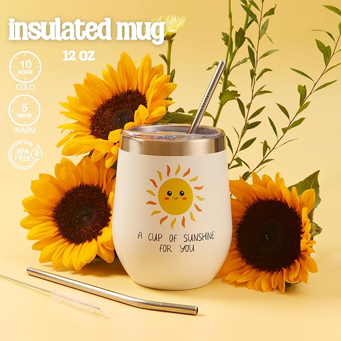 CARE PACKAGE & SEND SUNSHINE GIFTS FOR WOMEN, SUNFLOWER GIFTS BASKET, BIRTHDAY GIFTS FOR MEN WOMEN