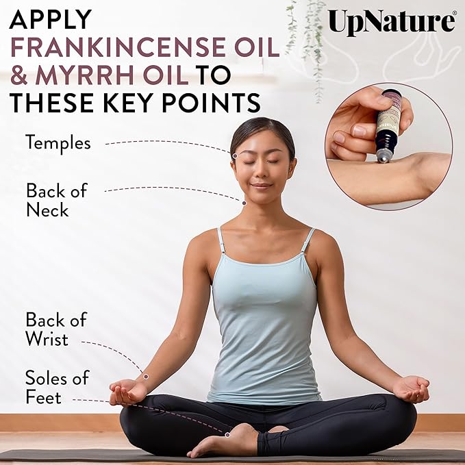 UpNature Frankincense Oil and Myrrh Essential Oil Roll On - 100% Natural Aromatherapy Blend Roller for Skin