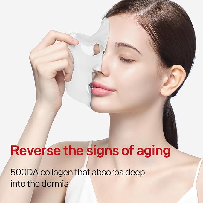 REALCOLLAGEN Hydrolyzed Collagen Face Masks, Lifting and Pore Minimizing, 23g each, Value Pack of 8