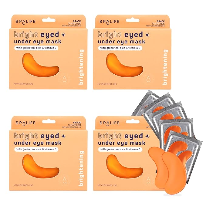 SpaLife Beauty Bright Eyed Undereye Masks – Hydrogel Eye Patches for Dark Circles, Puffiness, & Dullness with Vitamin E, Green Tea – 2-in-1 Skincare – 32 Pairs