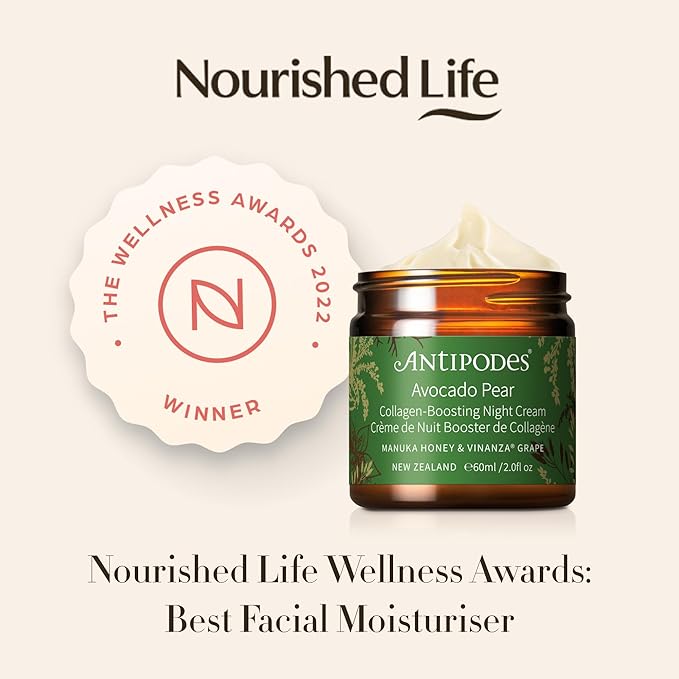 Antipodes Avocado Pear Nourishing Night Cream ? Anti Aging Cream & Plumping Anti Wrinkle Cream ? Reduce Dryness with Avocado Oil & New Zealand Manuka Honey ? Dry Skin & Mature Skin ? 60ml, 2 fl. Oz