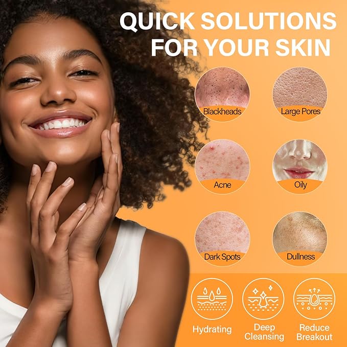 Facial Clay Mask Set - Vitamin C Face Mask with Turmeric, Dead Sea Mud & Salicylic Acid Mask for Pores Cleansing, Blackheads, Dark Spots, Brightening, Face Masks Skincare Gift for Women, 2.82 oz each