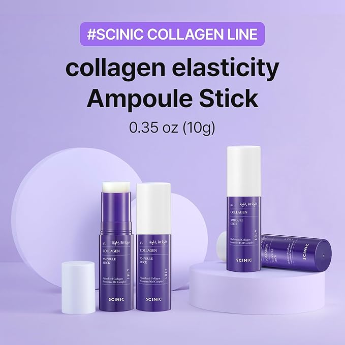 [Set of 2] SCINIC Collagen Ampoule Stick – 0.35 fl.oz Each, Anti-Aging & Hydrating Multi-Balm with Low-Molecular Collagen & Fermented Oil for Firm, Radiant Skin | Korean Skincare