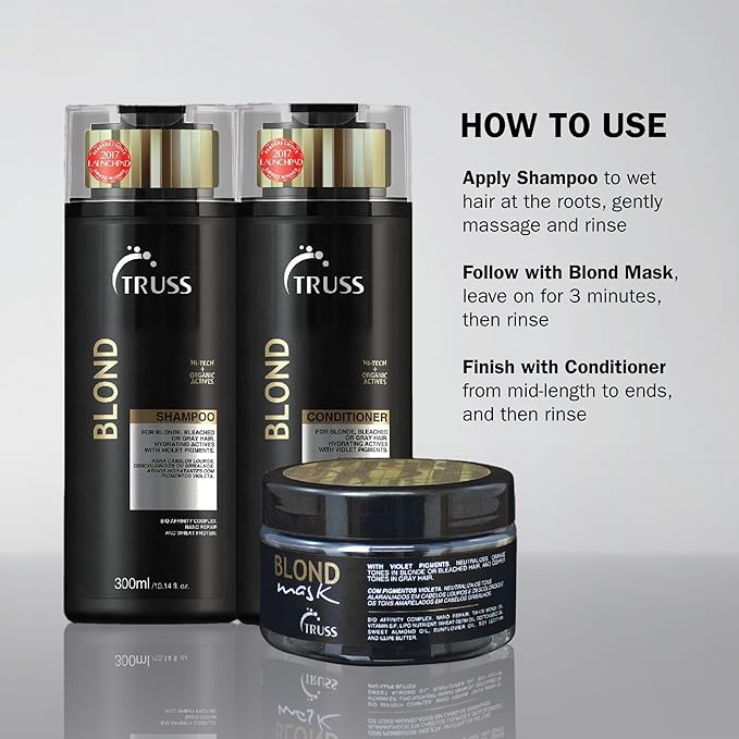 TRUSS Purple Hair Mask & Blonde Toner - Deep Conditioning Hair Treatment for Blonde, Bleached or Gray Strands - Neutralizes Orange & Yellow Tones - Restores Strength, Elasticity & Shine (6.35 oz)