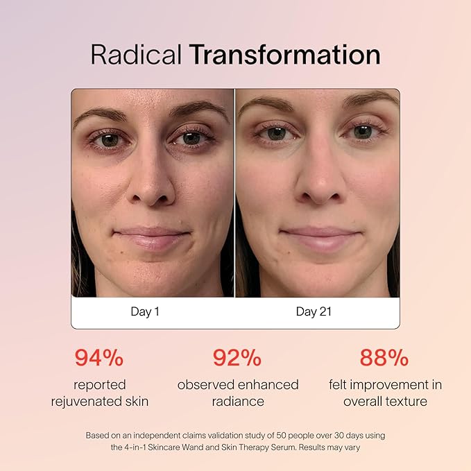 Solawave 4-in-1 Radiant Renewal Facial Wand & Skin Therapy Serum Bundle | Red Light Therapy for Face and Neck | Galvanic Skincare Wand & Massager | Anti-Aging Wrinkle Reduction | Solawave Original