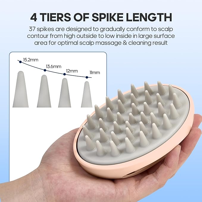 Hair Massager Scalp 3 in1 Scalp Scrubber Silicone Scalp Massager with Three Bristles-Soft, Medium and Hard Brush for Men Women and Pets,Pink