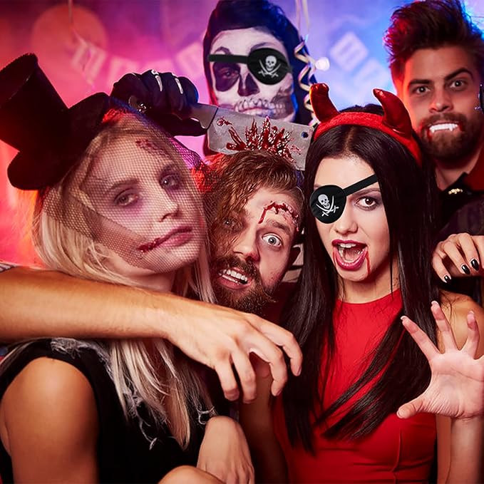 eZAKKA Pirate Eye Patch Skull Crossbone Eye Patch Accessories for Halloween, Eyepatch for Adults Kids for Halloween, Pirate Theme Party, Christmas