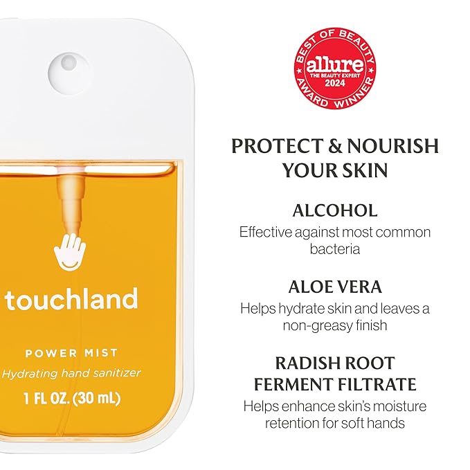 Touchland Power Mist Hydrating Hand Sanitizer Spray, FRESH Trio Set (Mint, Citrus, Lemon Lime), 1 FL. OZ. Travel Size (Set of 3)