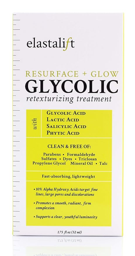 Elastalift Resurfacing Glycolic Acid Facial Peel Serum, Anti-Aging Dark Spot Corrector Facial Peel Reduces Enlarged Pores, Minimizes Fine Lines, Evens Skin Tone, Exfoliating Chemical Peel, 1.75 Fl Oz