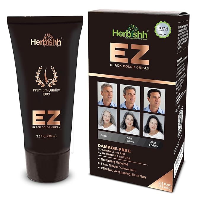 Herbishh Hair Color Cream for Gray Hair with Argan Hair Mask Pouch Pack of 5