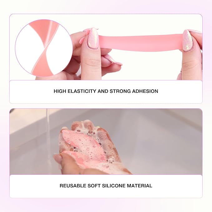 Curacoro Reusable Eye Pads, Silicone Under Eye Patches Lash Lift Cover Eyelash Extension | Soft Pads for Sensitive Skin during Eyelash Perm Lamination & Lash Extensions Remover (Pink, Style 3)