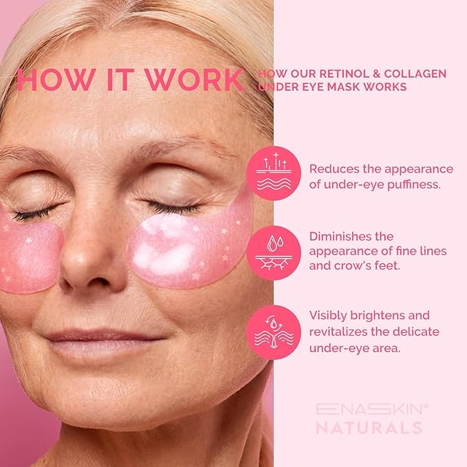 Under Eye Patches for Puffiness and Dark Circles: Caffeine Gel Masks for Undereye Wrinkles Bags - Instant Moisturizing Brightening Skincare Pads - Gift for Women Mom Wife - 30 Pairs (Rose)