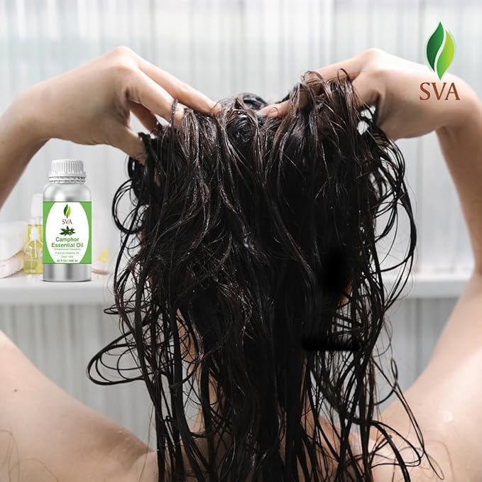 SVA Camphor Essential Oil – 32 Fl Oz – 100% Natural Camphor Oil - for Diffuser, Hair Care, Face, Skin Care, Aromatherapy, Scalp and Body Massage, Soap and Candle Making