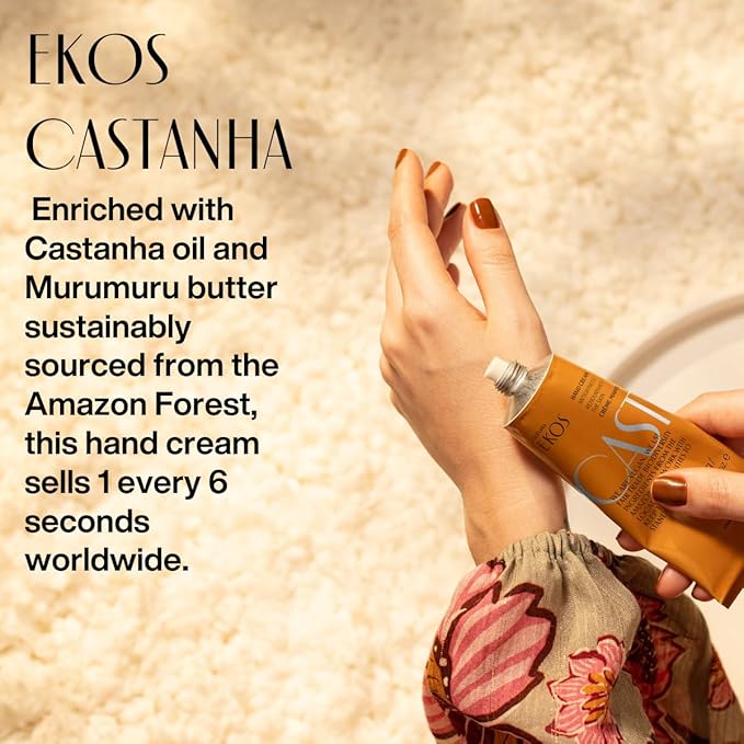 natura - Ekos Castanha (Brazil Nut) Hand Cream - Anti-Dryness Hand Balm - 24-Hour Deep Hydration Skin Moisturizer - Vegan Skin Care - Brazilian Beauty Secrets - Self Care & Body Care - 1.41oz (40g)