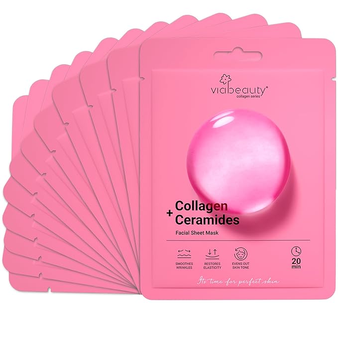 12 Pack of Collagen Face Mask with Ceramides - Rejuvenating Facial Sheet Mask, Reduce Wrinkles & Fine Lines - Face Masks Skincare Moisturizing Collagen Mask for All Skin Types