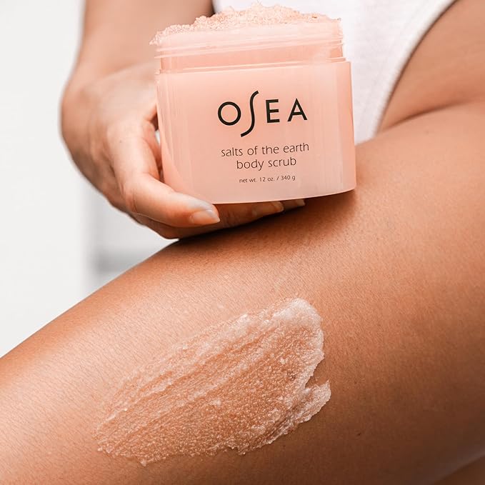 OSEA Salts of the Earth Body Scrub 12 oz - Pink Himalayan Salt Scrub - Gentle Body Exfoliation Skincare - Ideal Spa Gift for Pampering - Clean Beauty & Vegan Body Care