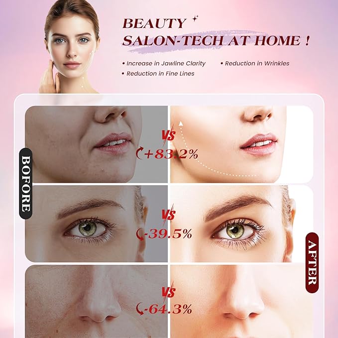 Microcurrent Facial Device, 3 Modes Red Light Therapy for Face and Neck, Skin Care Facial Massager Perfect Gifts for Women Men(Gold)