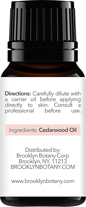 Brooklyn Botany Cedarwood Essential Oil - 100% Pure and Natural - Premium Grade Essential Oil - for Aromatherapy and Diffuser - 0.33 Fl Oz