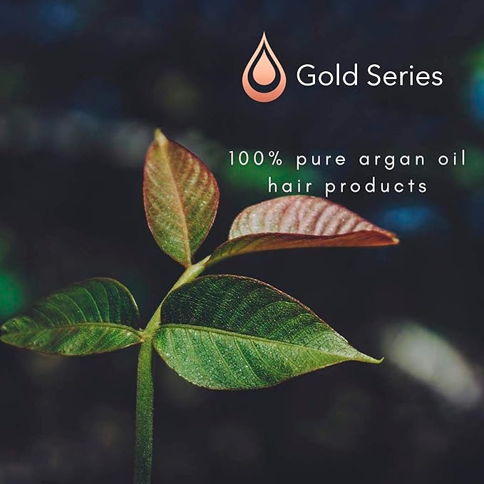 Gold Series Leave-In Hair Mask – Argan Oil Hair Mask Enriched with Keratin – Nourishing and Gently Detangling Leave In Conditioner Spray For Curly Frizzy or Damaged Hair, 8.4 Fl.oz