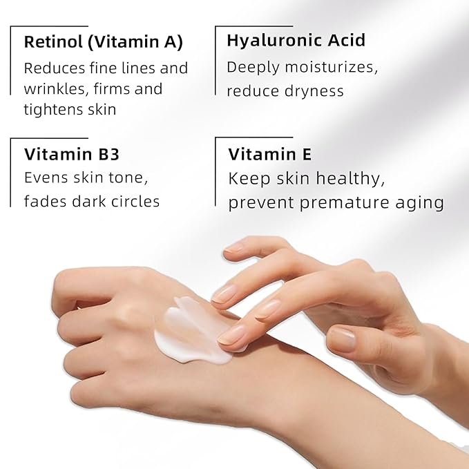 Retinol Under Eye Cream, Anti-aging Eye Cream for Eye Bags, Retinol Eye Cream for Dark Circles, Puffiness and Wrinkles, Suitable for all skin types (0.51 Fl Oz)