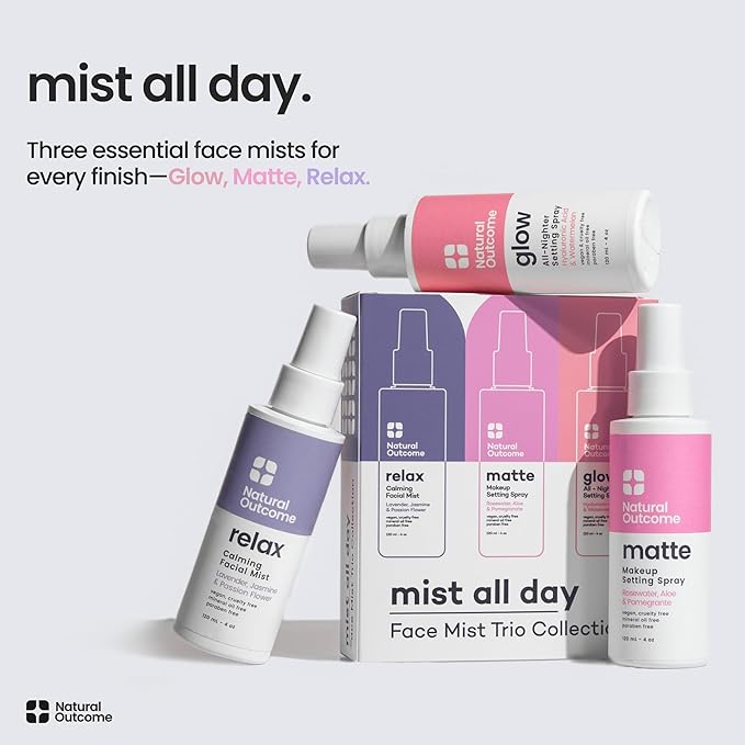 Face Mist Trio Collection – Hydrating Facial Mist Spray for Glowing Skin – Rosewater, Lavender & Hyaluronic Acid – Makeup Setting & Refreshing Face Spray Mist