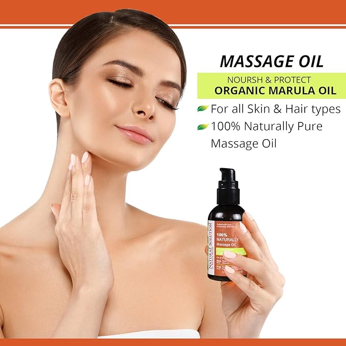 Natural Solution 100% Naturally Pure Massage Oil,for Aromatherapy Relaxing Massage,Organic Marula Oil,Jojoba Oil & Olive Oil,Hair & Skin Care Benefits,Nourish & Protect - 3.4 oz Oily 8606E