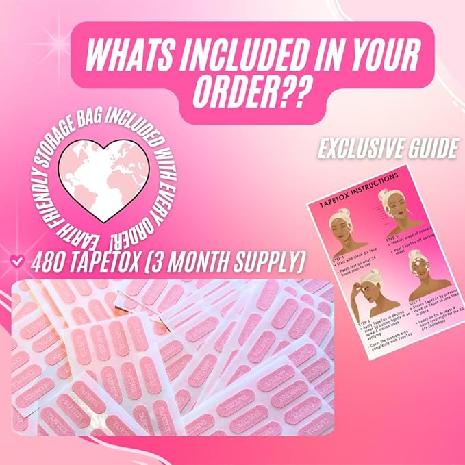 Face Tape for Wrinkles - Anti-Wrinkle Lifting Strips - Forehead & Eye Wrinkle Remover - Tape Tox Pre-Cut Face Strips - Skin Tightening Patches - 30 Days Supply