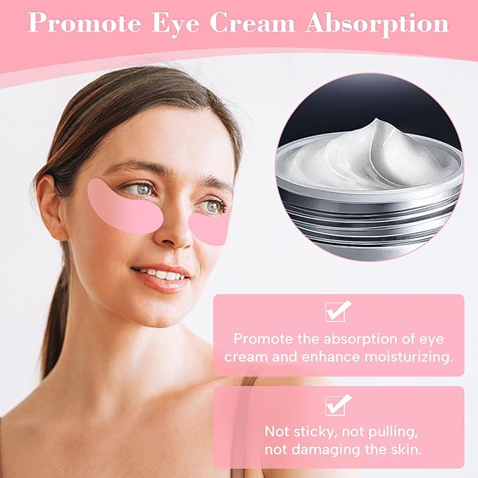 Under Eye Patches Silicone - 2 Pcs Reusable Eye Patches, Plump Fine Lines & Wrinkles with Metal eye Cream Applicator, Tin Case