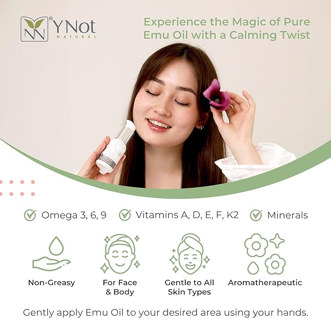 Emu Oil Pure Skin Moisturizer - Nail, Body, Face, Scalp & Hair Moisturizer with Omega 3, 6, 9, Vitamins, & Minerals - Australian Emu Oil for Skincare by Y-Not Natural - 200mL, Blue Gum Eucalyptus