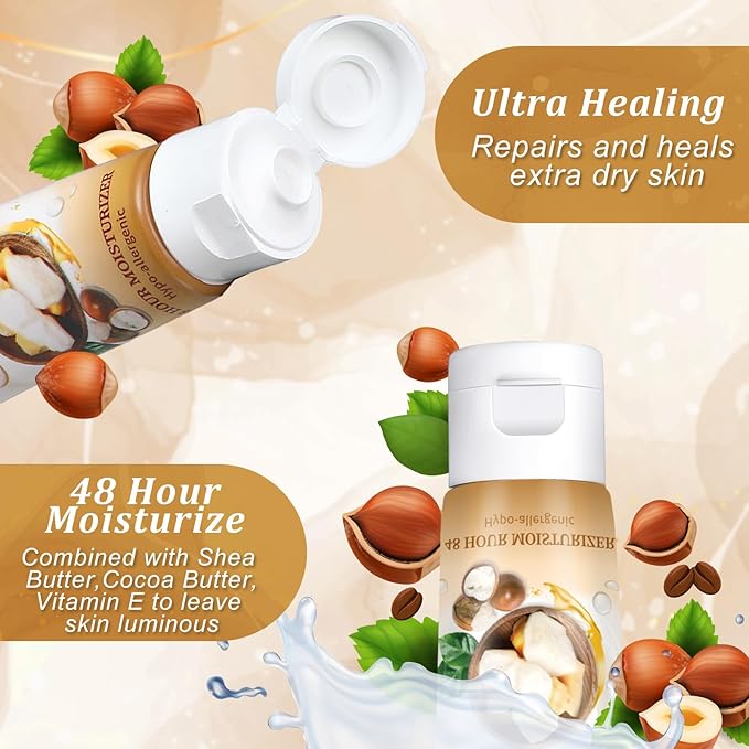 50 Pack Travel Size Body Lotion 1 oz Shea Butter Cocoa Butter Body Lotion Dry Skin Moisturizer with Flip Cap for Extra Dry Skin, Inns, Hotels Resorts, Airlines, Offices, Gyms and More