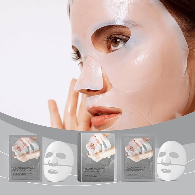 Deep Collagen Lifting Mask,Hydrating Overnight Collagen Face Mask,Facial Sheet Masks with Low Molecular Weight Collagen for Lasticity, Firming,And Moisturizing (4pcs)