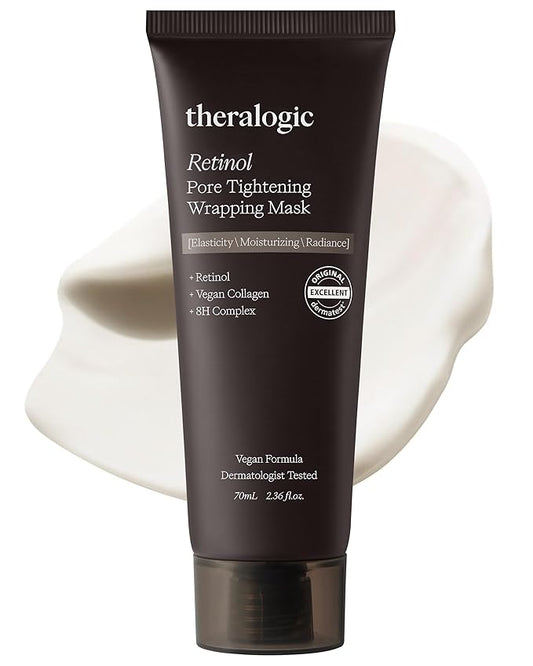 Retinol Pore Tightening Wrapping Mask - Korean Pore Elasticity Peel Off Mask with Collagen, Peptides, Hyaluronic Acid - Firming & Skin Glow Mask - Vegan, Derma Tested, 2.36oz.
