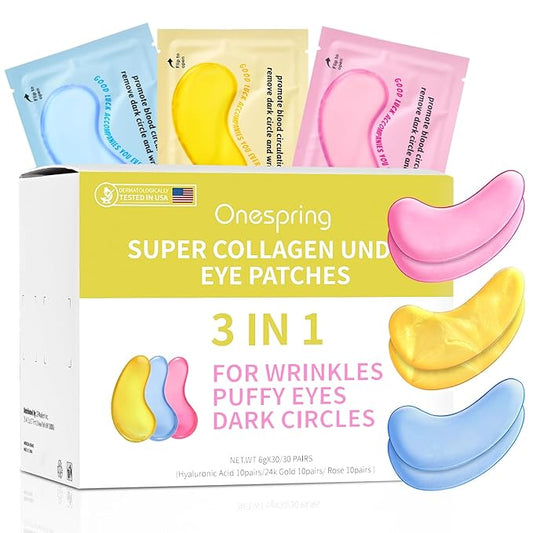 Under Eye Patches (30 Pairs) 24K Gold Eye Mask and Hyaluronic Acid Eye Patches for Puffy Eyes, Rose Eye Masks for Dark Circles, Puffiness, Eyebag, Wrinkles - Gift for Women