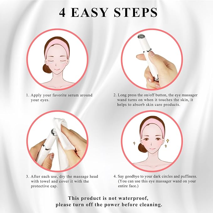 Ideal Swan Eye Massager Wand - Chargeable Facial Massager for Dark Circles, Eye Bags, Puffiness Under Eyes (White)