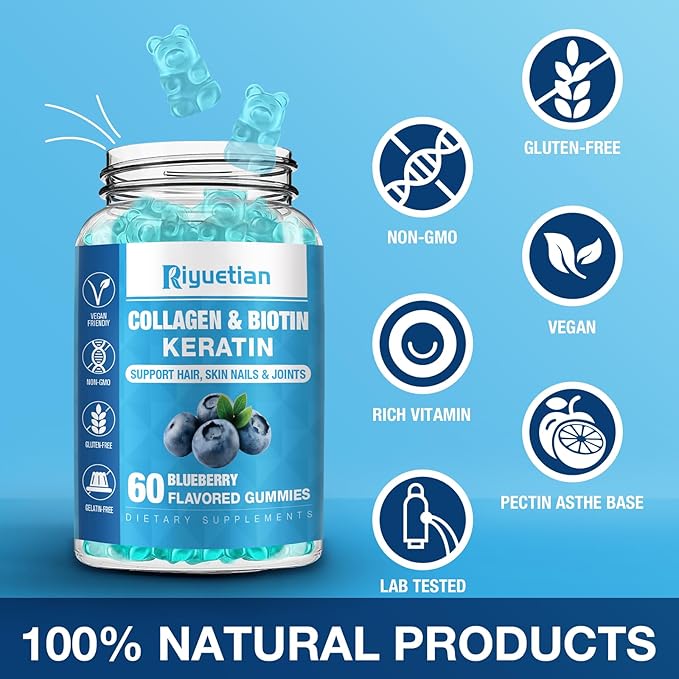 Biotin Gummies with Collagen for Adults Women & Men - Hair Skin Nails Gummies with biotinis - Vitamins Gummies for Woman - 120 Gummies Hair Vitamins - Vegan, Non-GMO - biotin 15000mcg